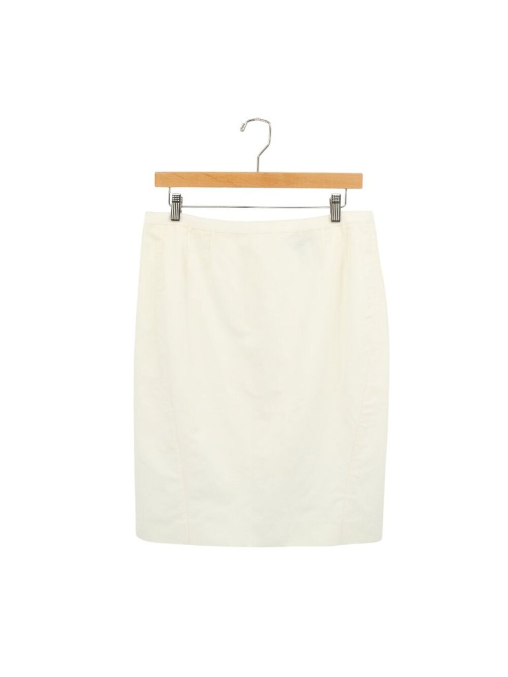 Givenchy Off-White Knee Length Cotton Linen Blend Straight Skirt 44 US 12